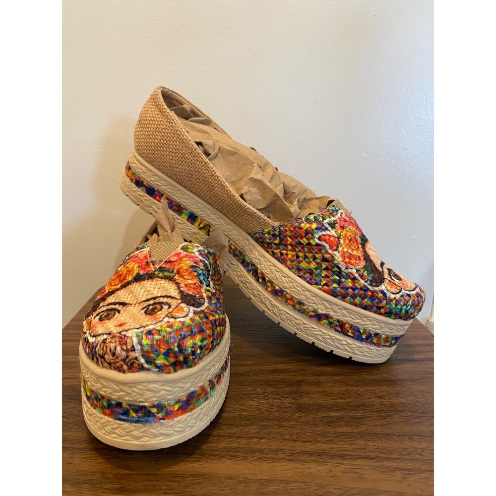 Frida Kahlo Inspired Alpargatas Colorful Comfortable SlipOn Shoes size MX25 US 8